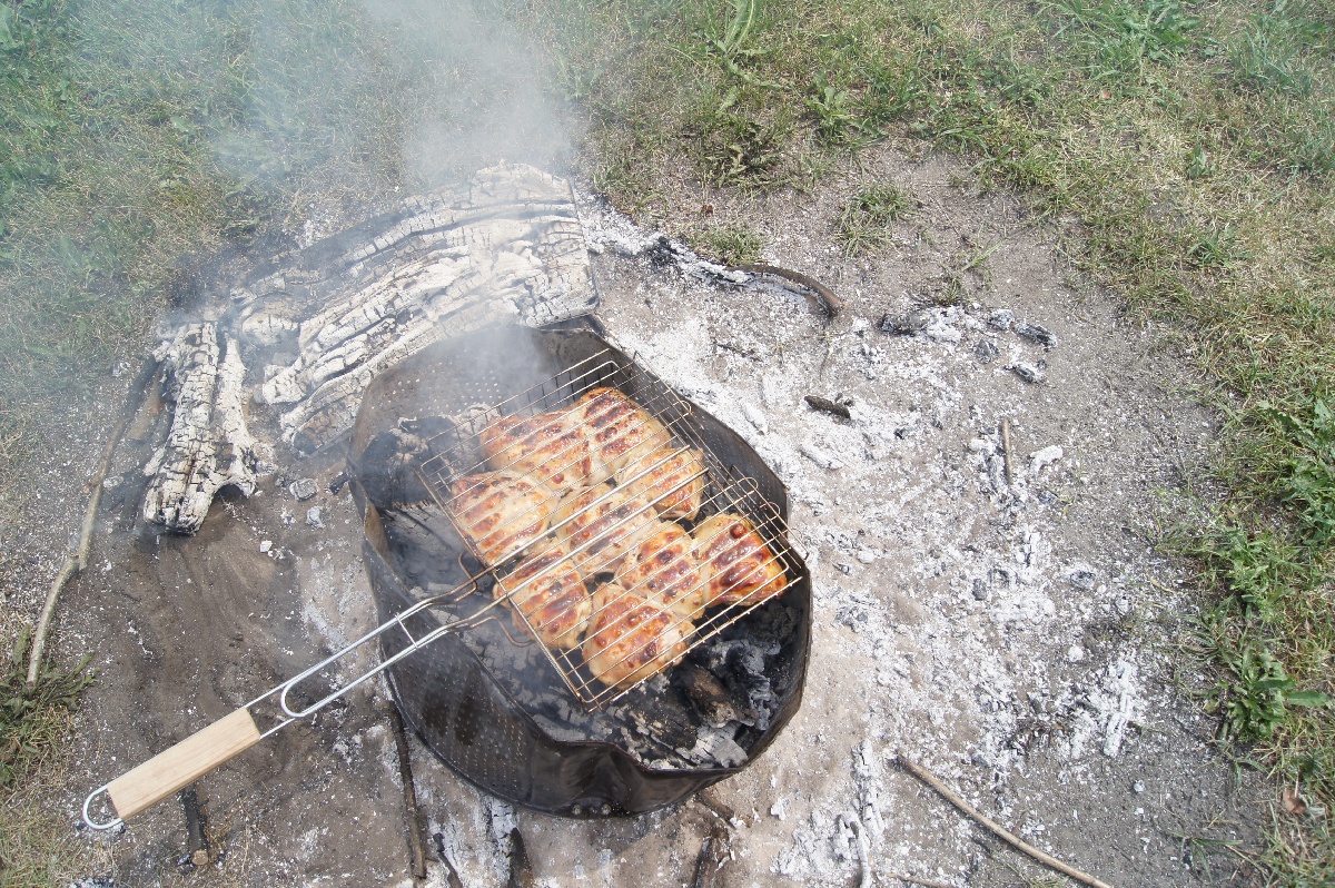 Шашлык. Без мяса не интересно.  Заезд на огород.