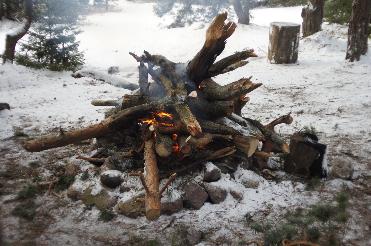 Костёр.  Зимний пляж Матси (Матсиранд). Matsi rand.