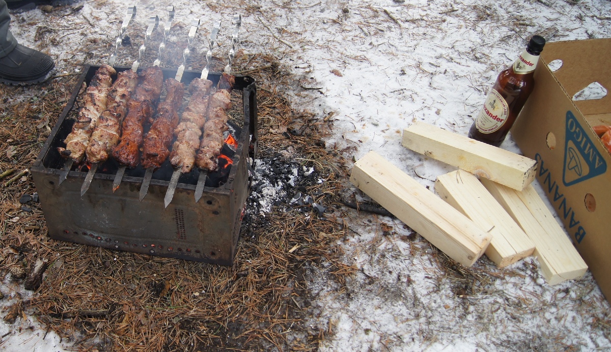 Шашлык.  Зимний пляж Матси (Матсиранд). Matsi rand.