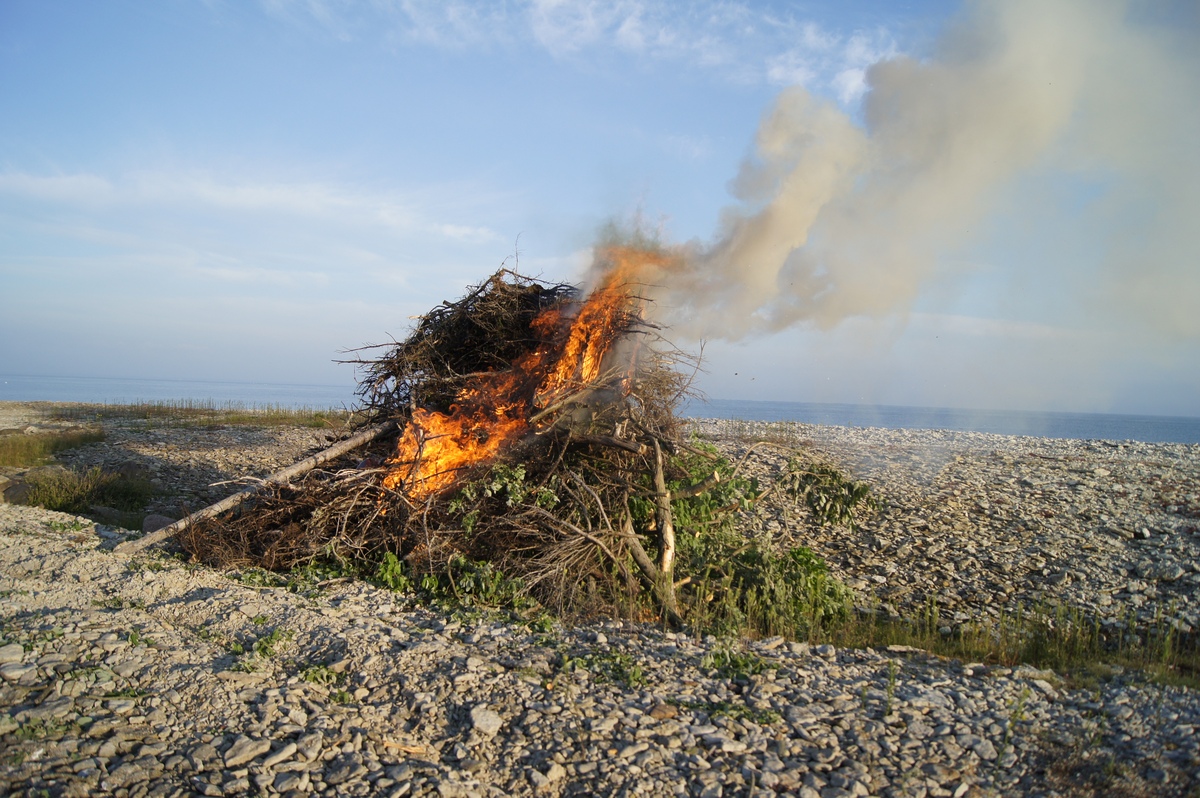 Bonfire. Midsummer day in Osmussaar island.