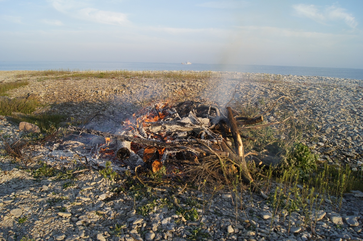 Костёр. Иванов день (ночь на Ивана Купалу) на острове Осмуссаар.